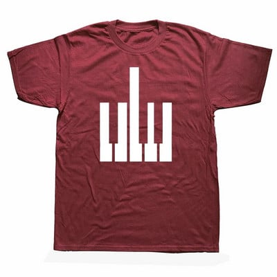 Piano Keyboard Vintage Heartbeat Jazz Pianists zenész póló Vicces unisex grafikai divat új pamut rövid ujjú pólók