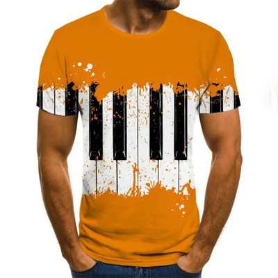 2022 Нов стил Мъжка дамска тениска Art Piano Keyboard 3D Punk T-Shirt Мъжка щампована O деколте Ежедневна риза Хип-хоп С къс ръкав