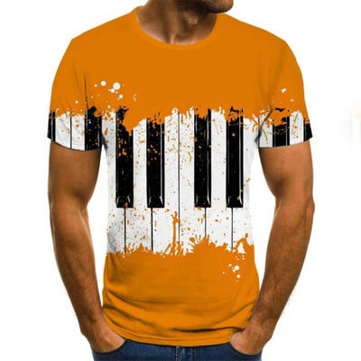 2022 New Style Meeste naiste T-särk Art Piano Keyboard 3D Punk T-särk Meeste trükitud O kaelusega vabaaja särk Hip Hop lühikeste varrukatega