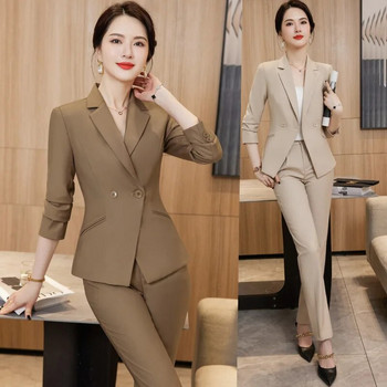 Επίσημα επαγγελματικά κοστούμια Blazers Femininos για γυναίκες Ομοιόμορφα στυλ Φθινόπωρο Χειμώνας Επαγγελματικά Γυναικεία Σετ ρούχα γραφείου εργασίας