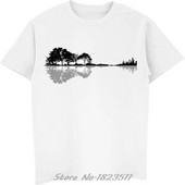 Novost Nature Guitar Tshirt Muška Ženska Moda Ljetni Stil Glazbeni Instrument Tree Silueta Ukulele Guitar Oblik Top Majice