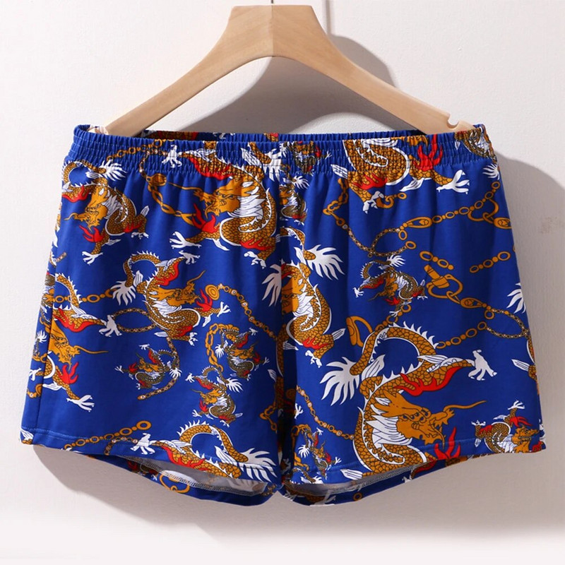 Dragon Print Arrow Kelnės Vyriškos laisvos namų aprangos apatiniai medvilniniai kvėpuojantys sportiniai šortai miegui Šilkinės pižamos trumpos kelnės A50