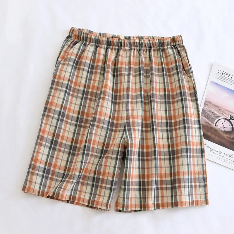 Pamučne najnovije karirane muške pidžame hlače za ljeto Tanke kućne salonske hlače i kratke hlače velike veličine Ležerne karirane muške kratke hlače