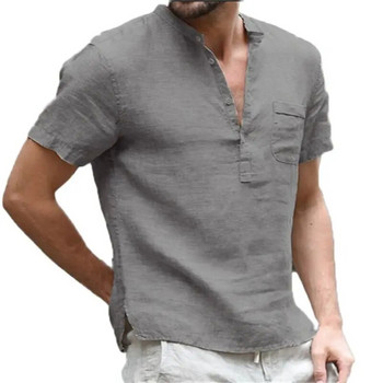 Καλοκαιρινό νέο ανδρικό κοντομάνικο μπλουζάκι Βαμβακερό και λινό Led Casual ανδρικό μπλουζάκι Αντρικό αναπνεύσιμο μπλουζάκι