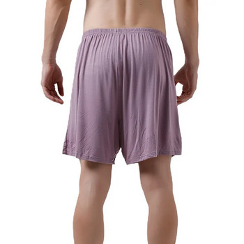 Памучни мъжки къси панталони за спане, летни плътни къси панталони с еластична талия Мъжки свободни плажни къси панталони, дишащи мъжки долнища за сън, домашно облекло