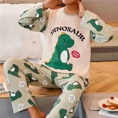 Toamnă Iarnă Pijamale bărbați din bumbac Lenjerie de dormit cu imprimeu cu litere Seturi de pijamale de desene animate Set de pijamale de dormit și lounge, Plus Size 4xl
