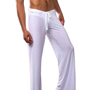 Yoga Ice Копринени тънки дишащи мрежести панталони за сън с ниска талия Прозрачни домашни панталони Секси долнище за сън без следи от марля