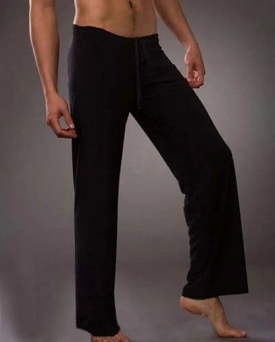 Jóga jégselyem vékony, alacsony derékú, légáteresztő férfi hálós hálónadrág, átlátszó háztartási nadrág, szexi géz nyomkövetés nélküli alvó alsó rész