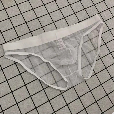 Ултратънки секси мрежести напълно прозрачни мъжки слипове, прозрачно бельо Бързосъхнещи мъжки долни гащи Плюс размер