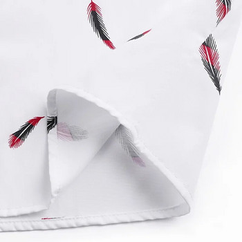Ανδρικό πουκάμισο καλοκαιρινής εκτύπωσης με πούπουλα με κοντό μανίκι Λευκό Casual Beach Χαβάης πουκάμισο για άνδρες Streetwear Camisa Para Hombre