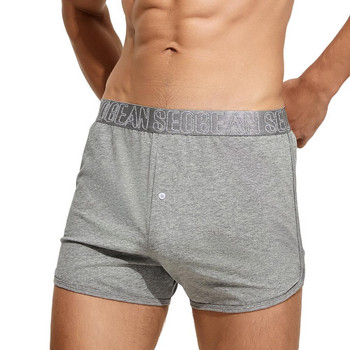 SEOBEAN Мъжки спални панталони Памучни удобни дишащи пижами Къси панталони за мъже Меки свободни боксерки Долнища за сън
