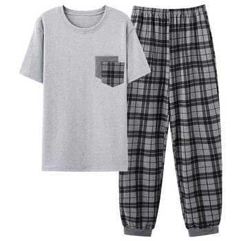L-4XL Ανδρικά Σετ Πυτζάμες Καλοκαιρινή κοντομάνικη Βαμβακερή Ανδρική Πιτζάμες Εκτύπωση Επιστολής Πιτζάμες Big Yards Casual Sleepwear Pijamas Hombre