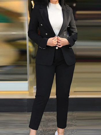 Μόδα στολή για Γυναικεία Μολύβι Παντελόνια Γυναικεία, Ανοιξιάτικα φθινοπωρινά γυναικεία κοστούμια 2 τμχ Blazer παντελόνι, νέα στιβαρή ζακέτα κορυφαία γυναικεία ασορτί σετ