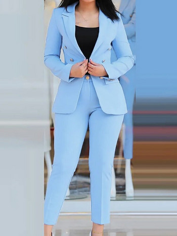 Μόδα στολή για Γυναικεία Μολύβι Παντελόνια Γυναικεία, Ανοιξιάτικα φθινοπωρινά γυναικεία κοστούμια 2 τμχ Blazer παντελόνι, νέα στιβαρή ζακέτα κορυφαία γυναικεία ασορτί σετ