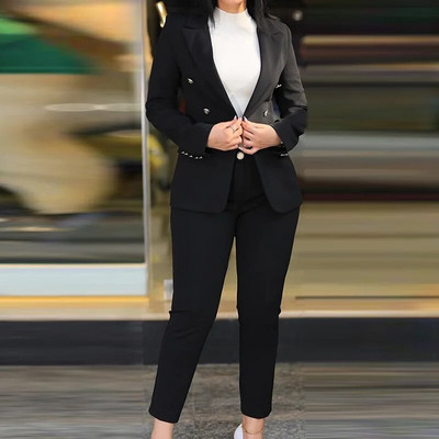 Μόδα στολή για Γυναικεία Μολύβι Παντελόνια Γυναικεία, Ανοιξιάτικα φθινοπωρινά γυναικεία κοστούμια 2 τμχ Blazer παντελόνι, νέα στιβαρή ζακέτα κορυφαία γυναικεία ασορτί σετ