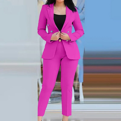 Μόδα στολή για Γυναικεία Μολύβι Παντελόνια Γυναικεία, Ανοιξιάτικα φθινοπωρινά γυναικεία κοστούμια 2 τμχ Blazer παντελόνι, νέα στιβαρή ζακέτα κορυφαία γυναικεία ασορτί σετ