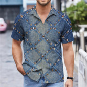 Unisex 5xl kvėpuojantys vyriški havajietiški marškiniai Barokiniai prancūziški marškinėliai 3d spausdinimu madingi High Street Laisvi vyriški marškinėliai Gatvės drabužiai