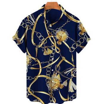 Унисекс 5xl дишащи мъжки хавайски ризи Барокова френска тениска 3d печат Мода High Street Свободна горна мъжка риза Streetwear