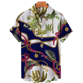 Унисекс 5xl дишащи мъжки хавайски ризи Барокова френска тениска 3d печат Мода High Street Свободна горна мъжка риза Streetwear