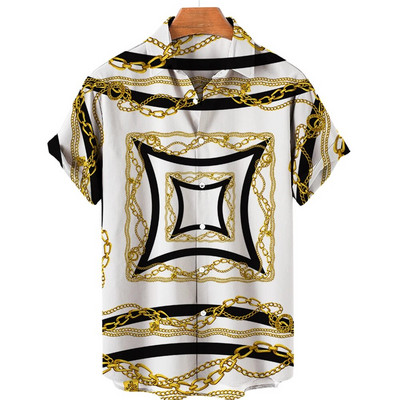 Unisex 5xl kvėpuojantys vyriški havajietiški marškiniai Barokiniai prancūziški marškinėliai 3d spausdinimu madingi High Street Laisvi vyriški marškinėliai Gatvės drabužiai