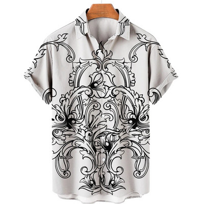 Unisex 5xl kvėpuojantys vyriški havajietiški marškiniai Barokiniai prancūziški marškinėliai 3d spausdinimu madingi High Street Laisvi vyriški marškinėliai Gatvės drabužiai