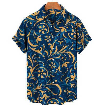 Unisex 5xl kvėpuojantys vyriški havajietiški marškiniai Barokiniai prancūziški marškinėliai 3d spausdinimu madingi High Street Laisvi vyriški marškinėliai Gatvės drabužiai