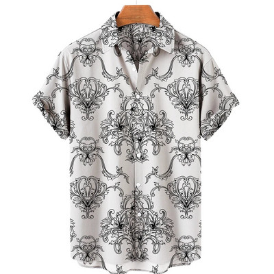 Unisex 5xl kvėpuojantys vyriški havajietiški marškiniai Barokiniai prancūziški marškinėliai 3d spausdinimu madingi High Street Laisvi vyriški marškinėliai Gatvės drabužiai