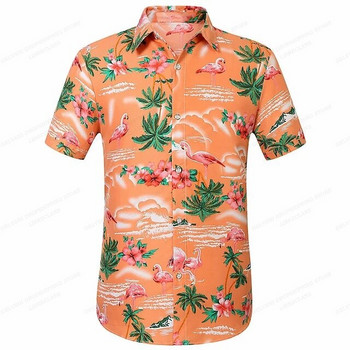 Летни хавайски ризи Мъжки дамски модни плажни ризи с къс ръкав Мъжка блуза с обърната яка Alohas Мъжки дрехи Ежедневни