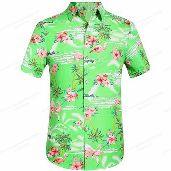 Летни хавайски ризи Мъжки дамски модни плажни ризи с къс ръкав Мъжка блуза с обърната яка Alohas Мъжки дрехи Ежедневни