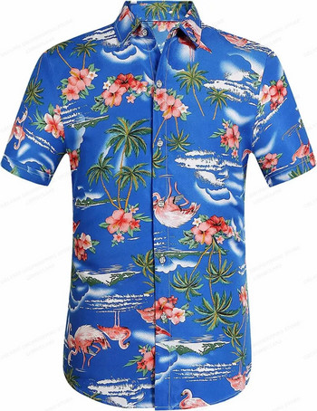 Καλοκαιρινά πουκάμισα Χαβάης Ανδρικά Γυναικεία Μόδα κοντομάνικο πουκάμισο παραλίας Ανδρική μπλούζα αναποδογυρισμένο γιακά Ανδρικά ρούχα Casual Alohas