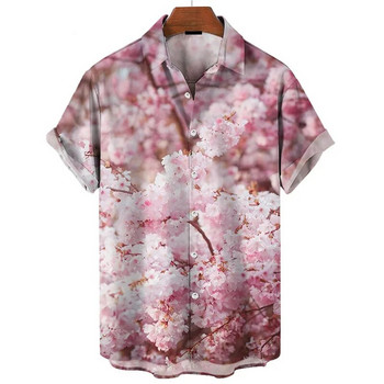 2024 Хавайски ризи за мъже Летни ежедневни 3D принтове с флорални горнища с къси ръкави Голяма риза Плажно парти Улична блуза с копчета