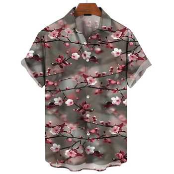 2024 Χαβανέζικα πουκάμισα για άντρες, καλοκαιρινές καθημερινές 3d στάμπες, φλοράλ κοντομάνικα μπλουζάκια υπερμεγέθη πουκάμισο Beach Party Μπλούζα με κουμπί στο δρόμο