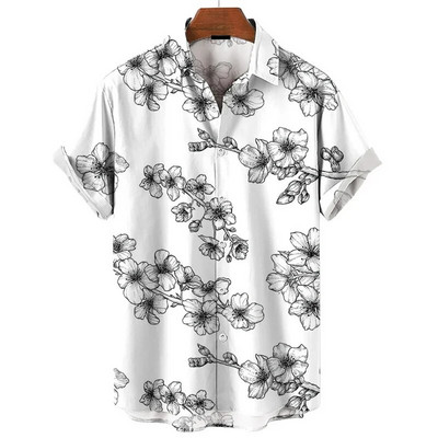 2024. Havajske košulje za muškarce Ljeto, ležerne majice kratkih rukava s 3d printom, prevelika košulja, bluza s dugmadima za zabavu na plaži.