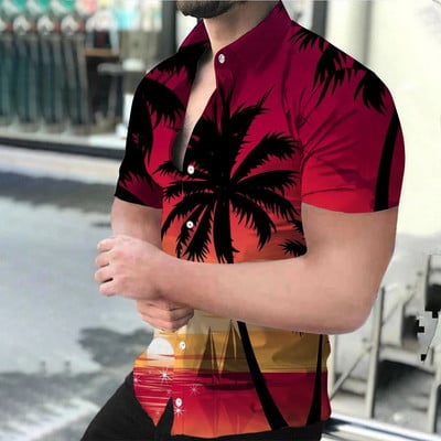 Ризи с кокосово дърво Мъжки дамски хавайски ризи Мъжки професионални блузи Хелоуин Риза с ревери Cuba Camisas Мъжко облекло Tropic