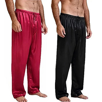 Копринени пижами 2023 Дълги панталони Панталони Долнища Спално облекло Пижами за сън Домашно облекло Нощница Сатен Мъжки свободни