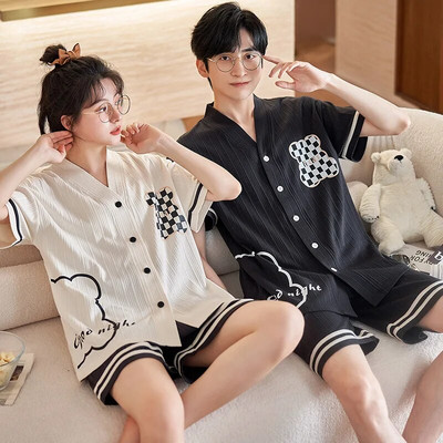 Japonijos kimono naktiniai drabužiai poroms Vasariniai medvilniniai vyriški pižamų komplektai trumpi miegui skirti kelnaitės Moteriški namų drabužiai poilsio drabužiai Hombre