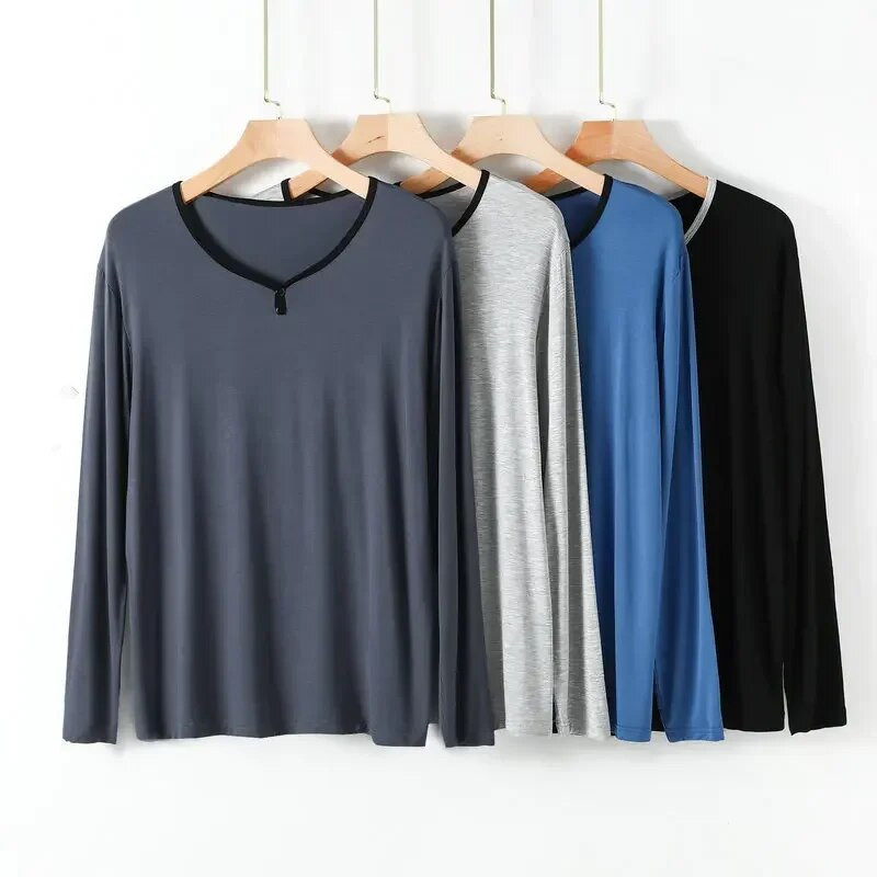 Pižama Homme vyriški ilgomis rankovėmis pavasario ir rudens plonos modalinės medvilnės namų marškinėliai Kambario drabužiai, viengubos pižamos, vyrų