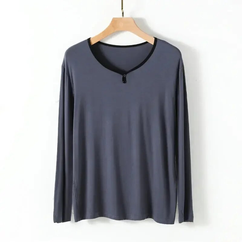 Pižama Homme vyriški ilgomis rankovėmis pavasario ir rudens plonos modalinės medvilnės namų marškinėliai Kambario drabužiai, viengubos pižamos, vyrų