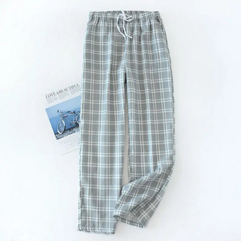 Ανδρικό παντελόνι από βαμβακερή γάζα καρό πλεκτό παντελόνι ύπνου Ανδρικές πιτζάμες παντελόνι με κάτω μέρος Πυτζάμες πυτζάμα κοντό για άντρες Pijama Hombre