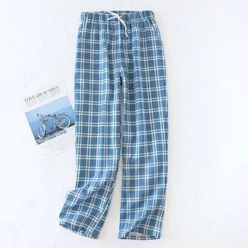 Ανδρικό παντελόνι από βαμβακερή γάζα καρό πλεκτό παντελόνι ύπνου Ανδρικές πιτζάμες παντελόνι με κάτω μέρος Πυτζάμες πυτζάμα κοντό για άντρες Pijama Hombre