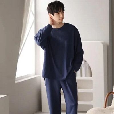 Novi dolazak Jesen Zima Muške pidžame dugih rukava Komplet muških pidžama Muške pletene pamučne pidžame za muškarce Odijelo za spavanje Domaća odjeća