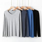 Proljetna i jesenska muška modalna kućna odjeća s V-izrezom, donje rublje s dugim rukavima, jednodijelna labava ležerna pidžama velike veličine, muške majice