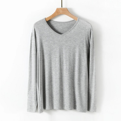 Proljetna i jesenska muška modalna kućna odjeća s V-izrezom, donje rublje s dugim rukavima, jednodijelna labava ležerna pidžama velike veličine, muške majice