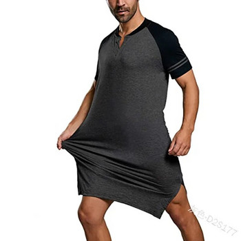 Пролет Лято 2023 г. Нова мъжка или дамска домашно облекло с дълги ръкави и кръгло деколте Свободна ежедневна дълга тениска с цепки