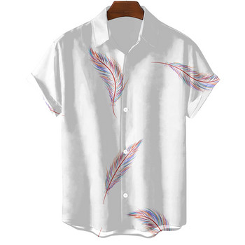 Μόδα πρωτότυπο ανδρικό πουκάμισο Hawaii Casual ανδρικό πουκάμισο με λεπτή εφαρμογή κοντομάνικο μπλουζάκια μεγάλου μεγέθους απλό τύπωμα φτερού Camisa MasculinaA