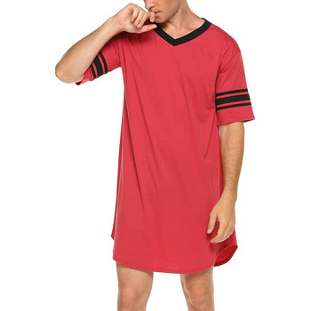 Ανδρικό νυχτικό από βαμβακερό μπλουζάκι ύπνου Κοντό μανίκι με λαιμόκοψη σε λαιμόκοψη μαλακό χαλαρό νυχτικό Πυζά Casual Καλοκαιρινό ανδρικό νυχτικό Νέο
