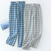 Casual Breathable Ανδρικά παντελόνια Sleep Bottoms Φαρδιά ελαστική μέση καρό πιτζάμα Sleepwear Home Ανδρικά Παντελόνια Παντελόνια Ρούχα