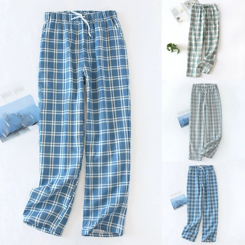 Casual Breathable Ανδρικά παντελόνια Sleep Bottoms Φαρδιά ελαστική μέση καρό πιτζάμα Sleepwear Home Ανδρικά Παντελόνια Παντελόνια Ρούχα