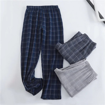Най-новите мъжки памучни карирани прави дълги панталони Многоцветни мъжки пижами за домашно облекло Мъжки памучни пижами Панталони
