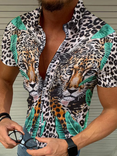 Geometriniai plediniai marginimai Madingi Nauji paplūdimio vyriški vasaros marškinėliai Laisvalaikiai kvėpuojantys trumpomis rankovėmis paplūdimio vyriški marškiniai